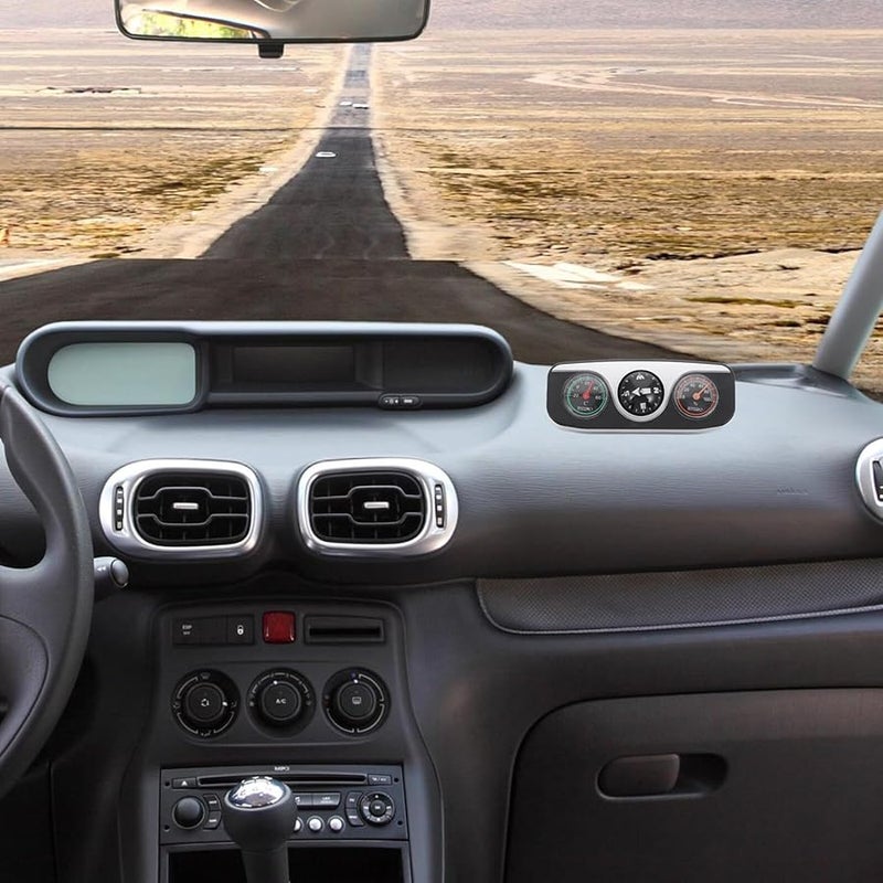 Car Dashboard Compass Ball Thermometer Hygrometer Decoration Black - Image 3